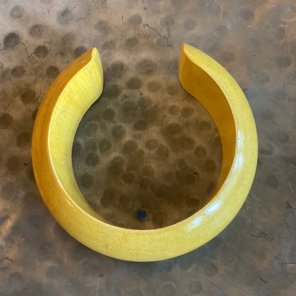 MANGO TREE Mustard Yellow Gold Light Wooden Boho Bangle Bracelet - Picture 3 of 11